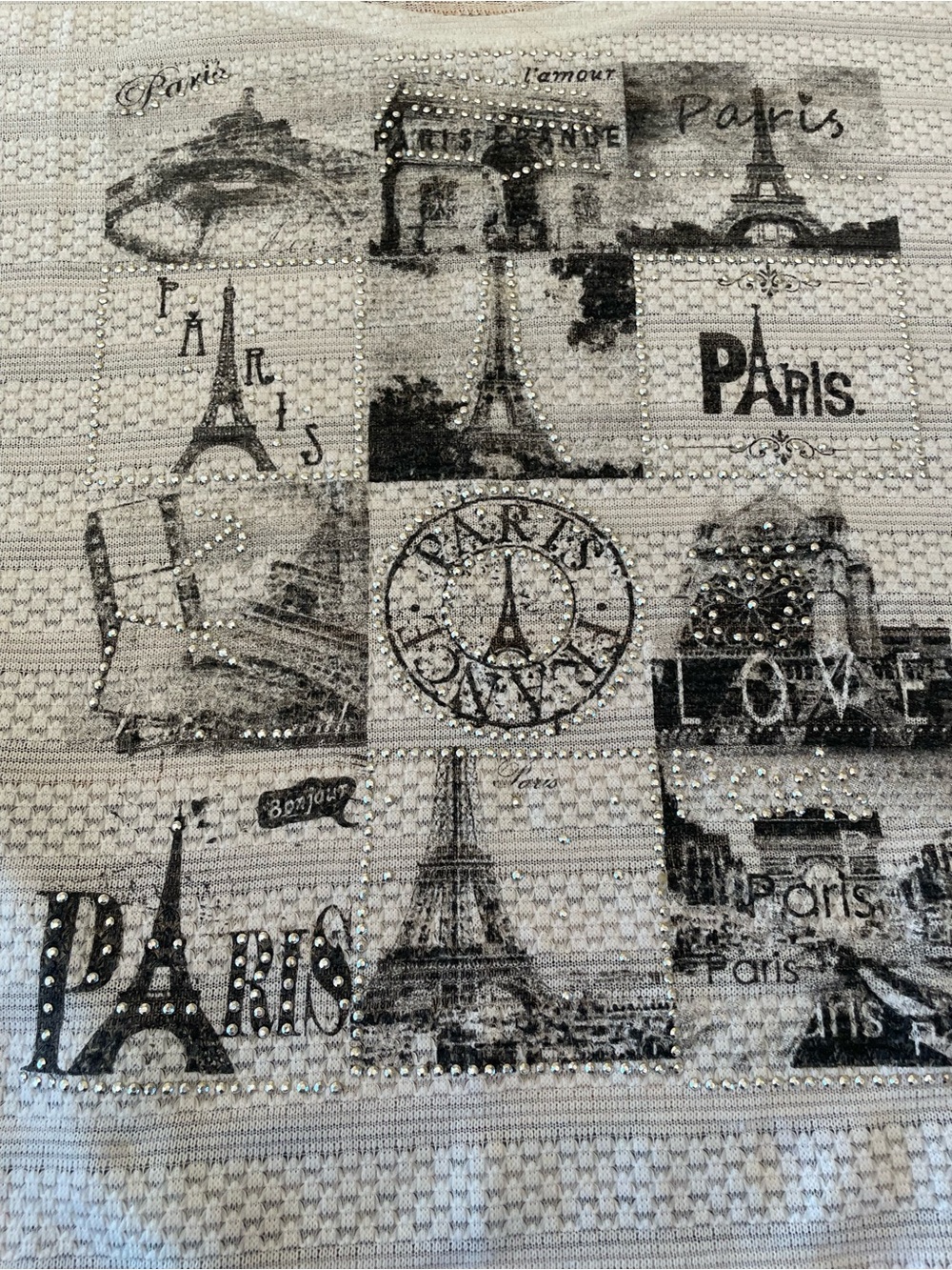 Cato Embellished White Striped Paris Graphic Short Sleeve Tee - Picture 2 of 5